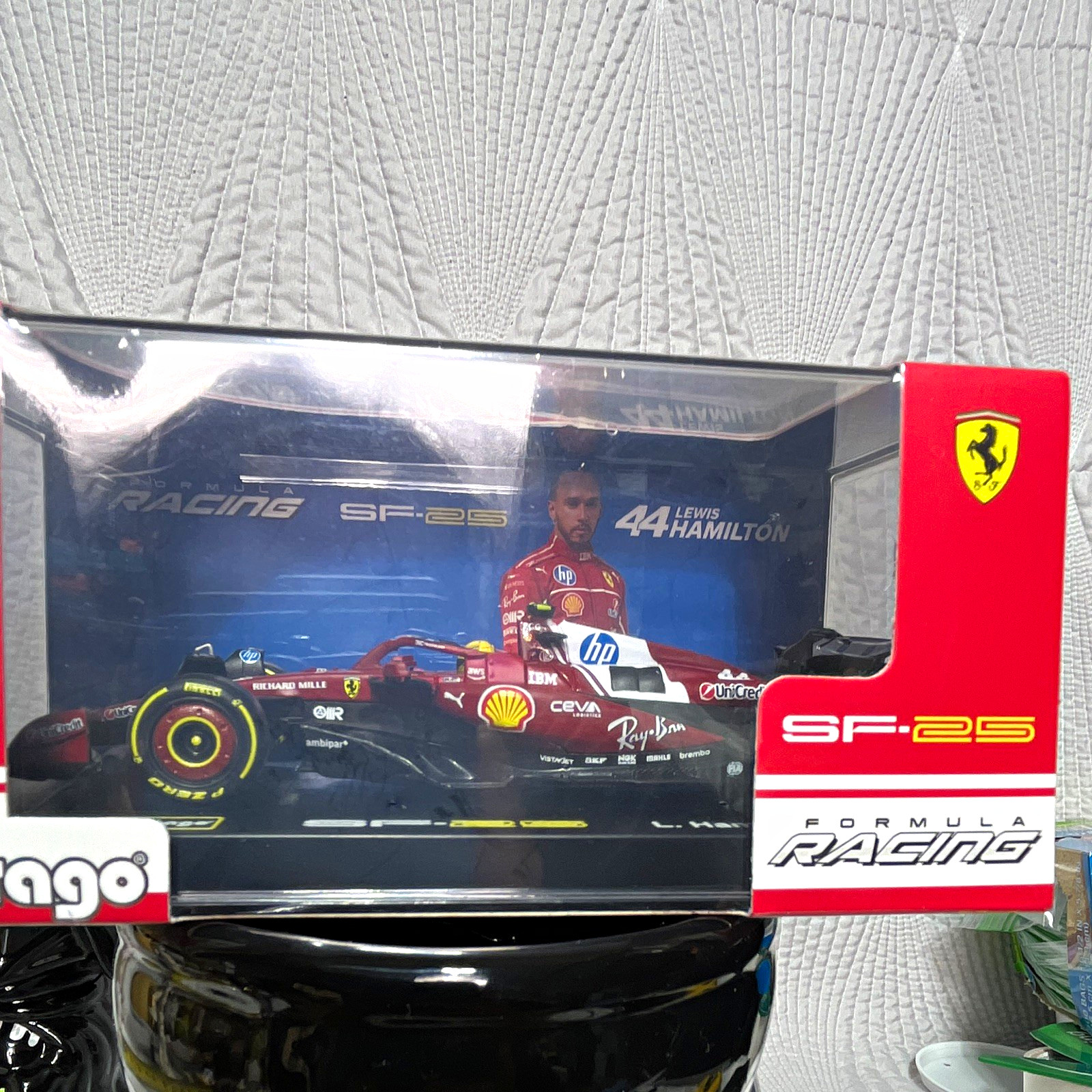 Bburago Ferrari SF-25 1:43 Diecast F1 Car Lewis Hamilton #44, With Case