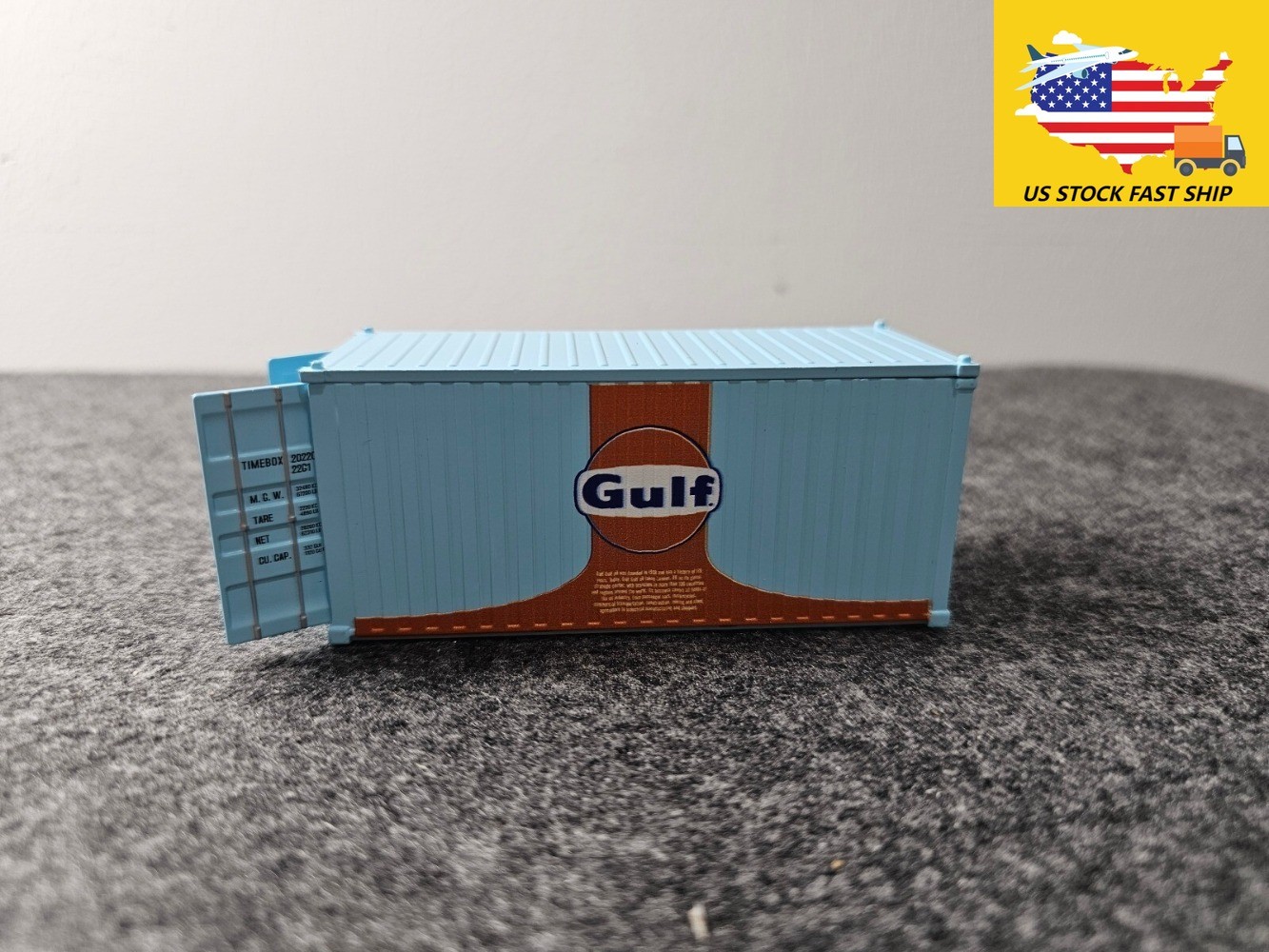 1:64 Alloy Gulf Painted 20′ Container Box Model Miniature Scene Barn Door Open