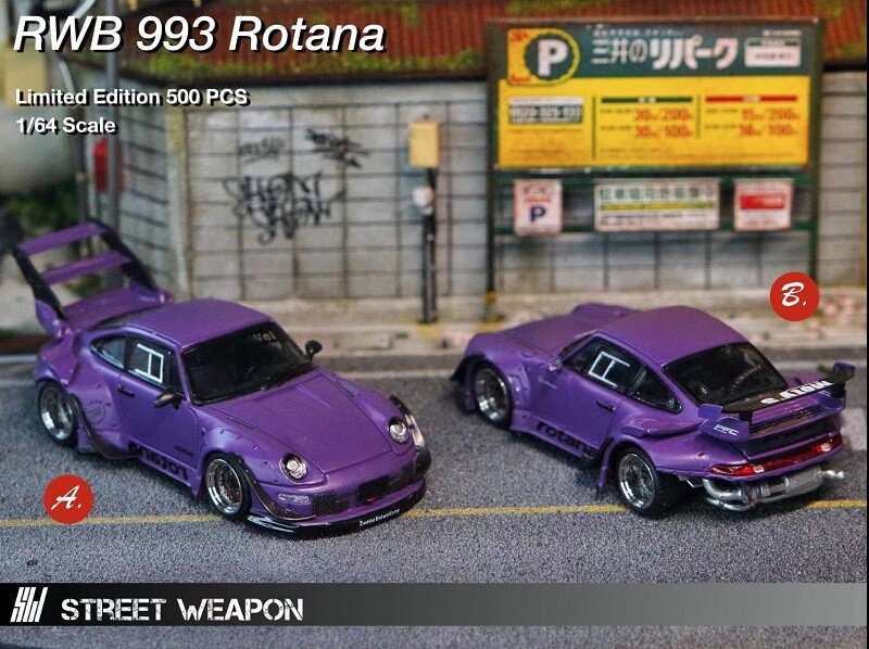 SW1:64 RWB 993 Rotana double wing Purple Model car