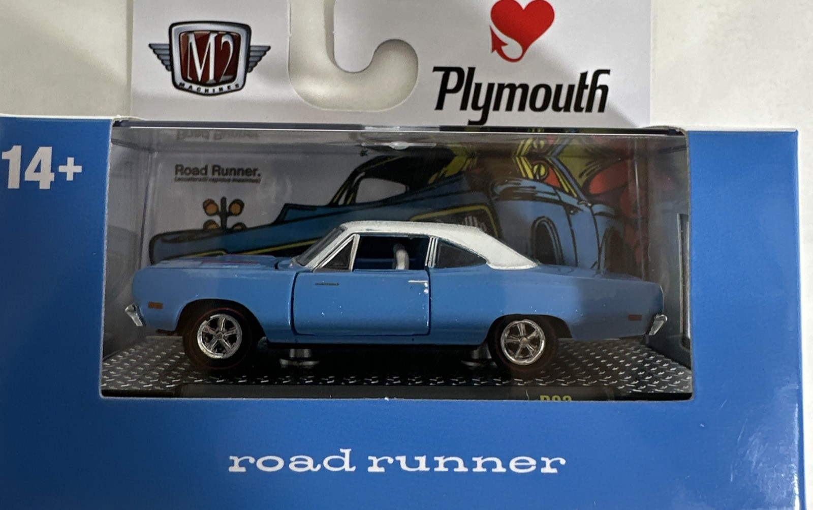 1969 Plymouth Road Runner HEMI Blue/White M2 Machines R92 25-49 New in Package