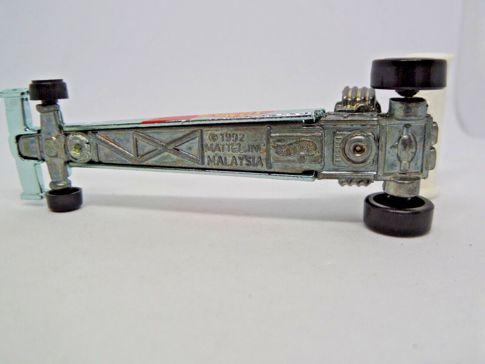Hot Wheels Top Fuel Dragster Drag Car 1 T/F Blue Chrome Race Car 92′ Wood LOOSE