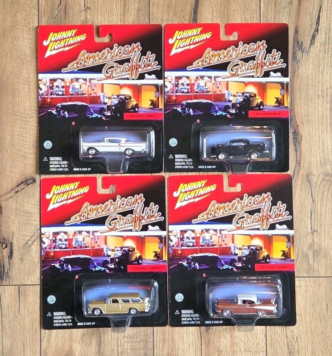 4 Johnny Lightning American Graffiti Chevy Impala, Custom Chevy, Nomad, Bel Air