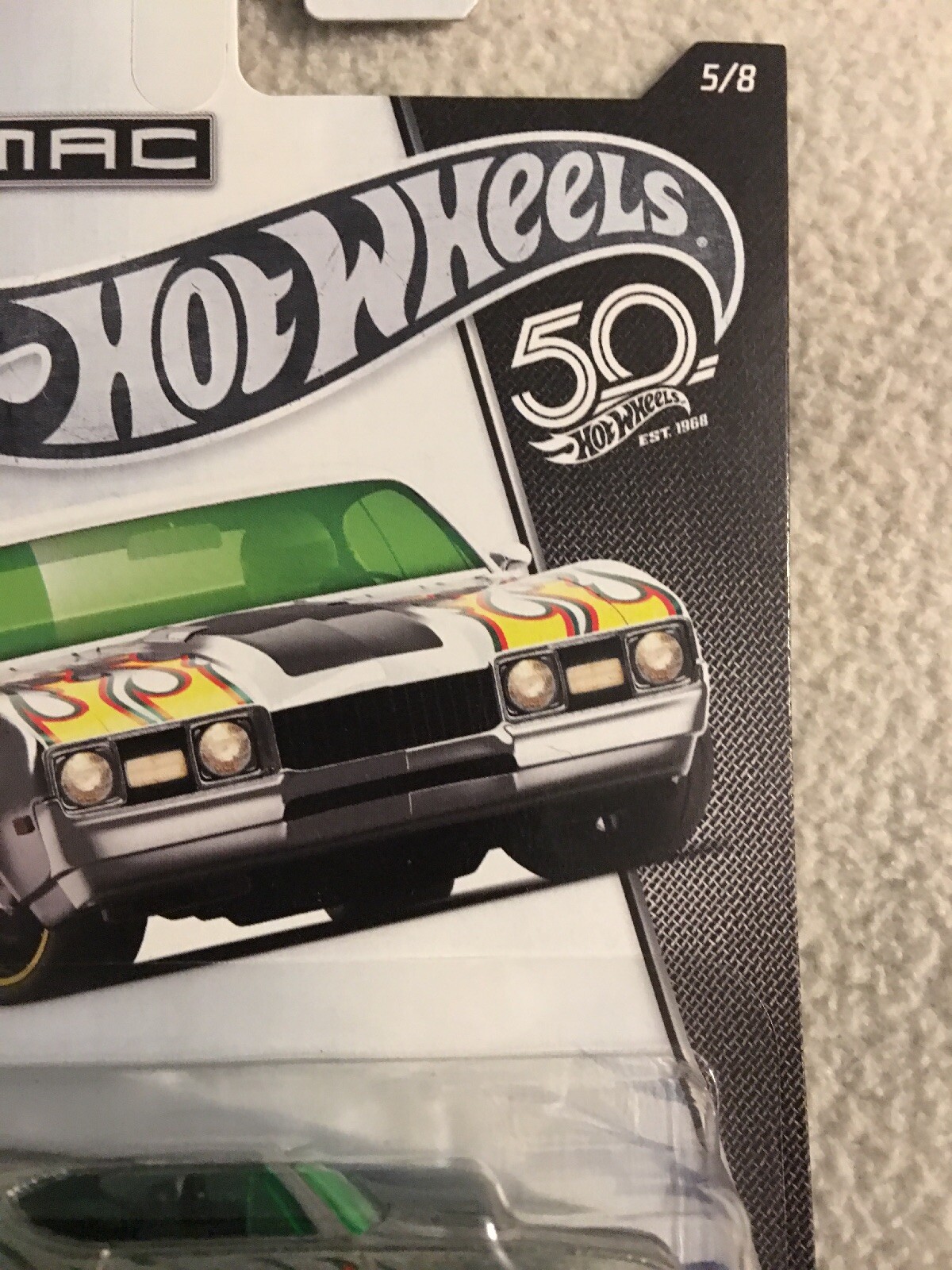 2018 ’68 OLDS 442 FLAMES ZAMAC 50 YEARS 5/8 HOT WHEELS new on card B3