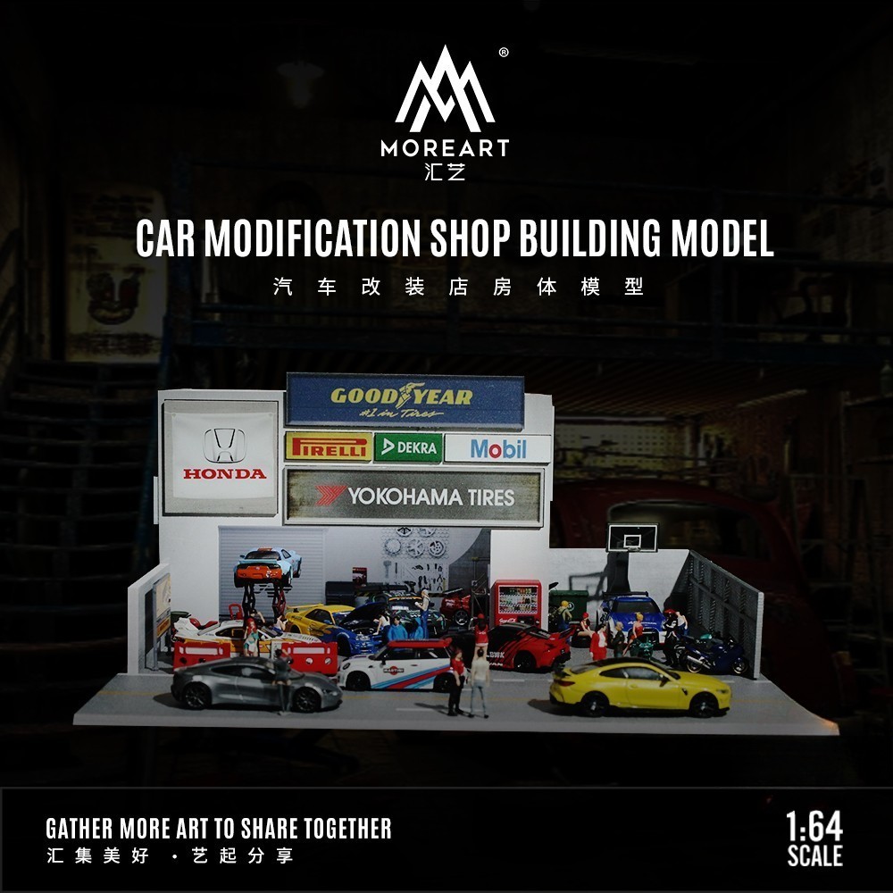Diorama 1/64 Die-Cast Car Garage Model City LED Street Buildings Scene Gifts US