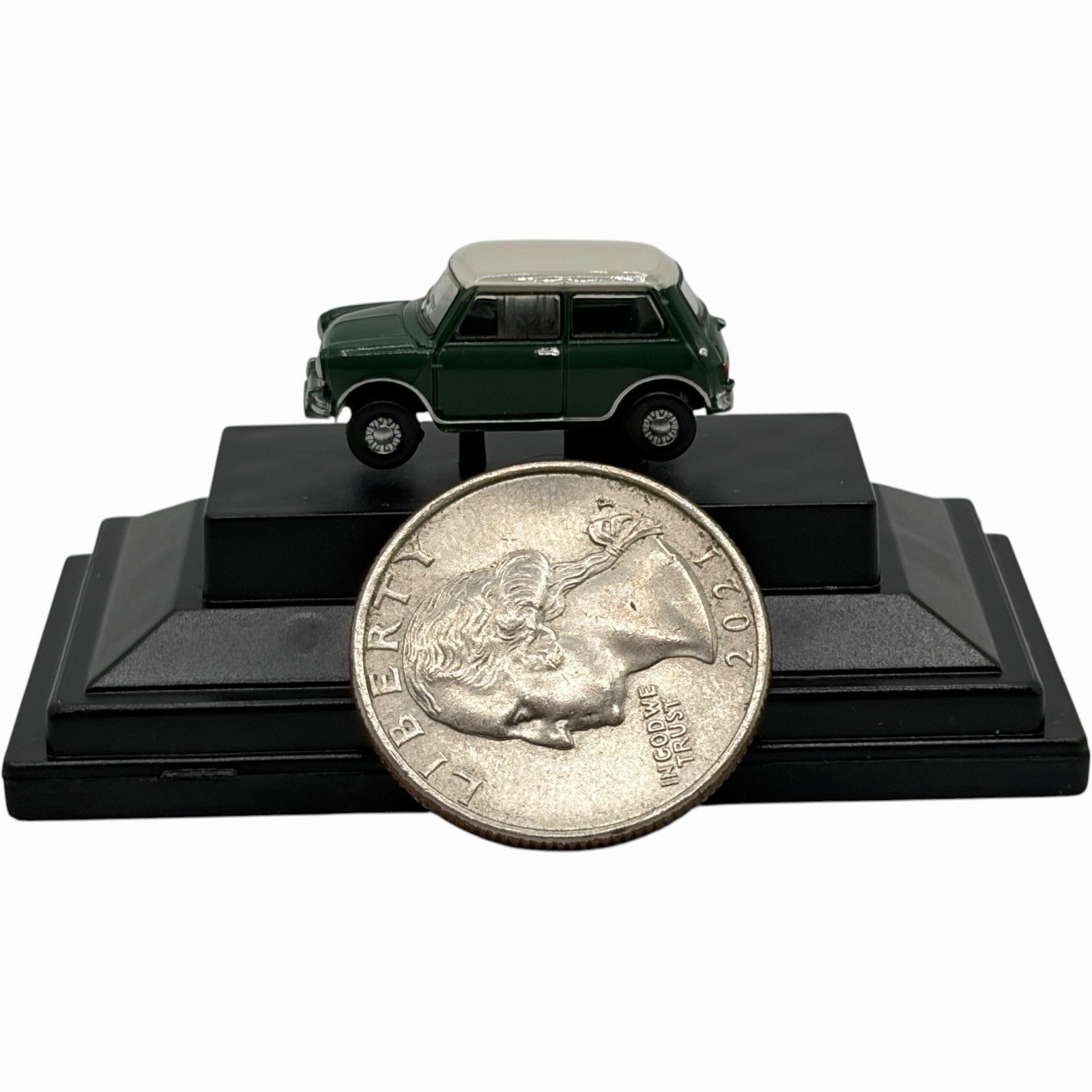 Austin Mini Cooper Almond Green with White Roof Diecast car 1:120 Scale Oxford