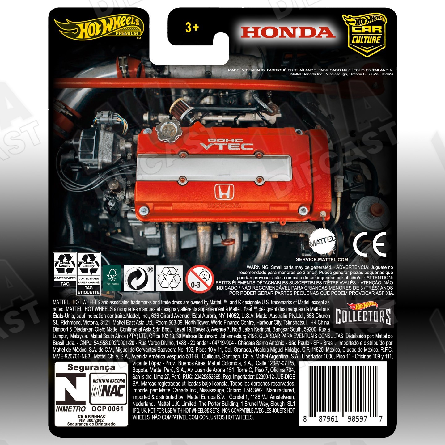 HOT WHEELS ’99 HONDA CIVIC TYPE R EK9 YELLOW CUSTOM PREMIUM CARD BY LAVA DIECAST