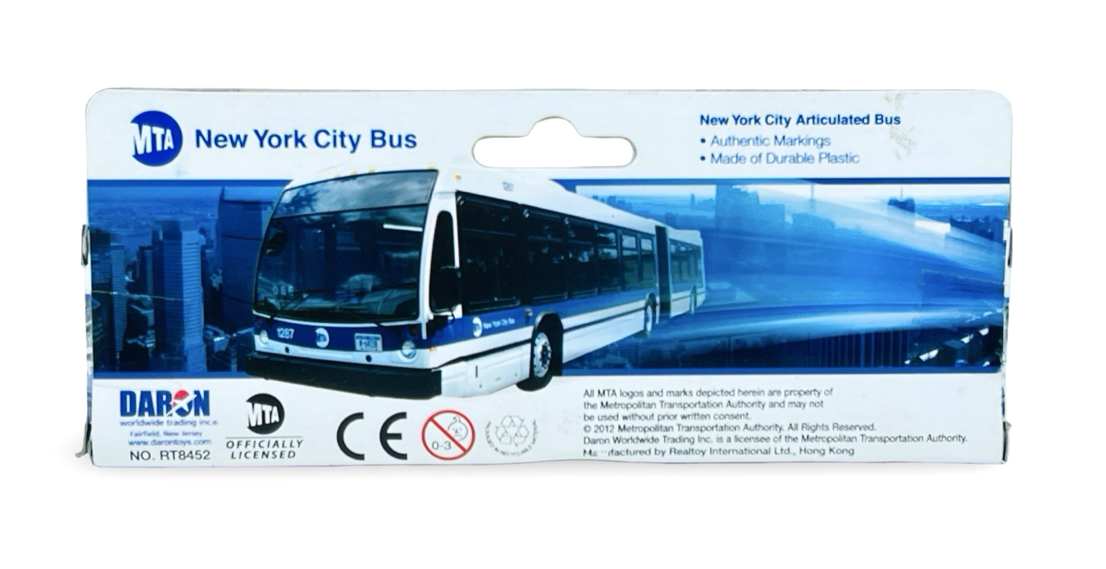 #RT8452 Daron New York City Articulated Bus ~ Sealed 2012 6″ In Length