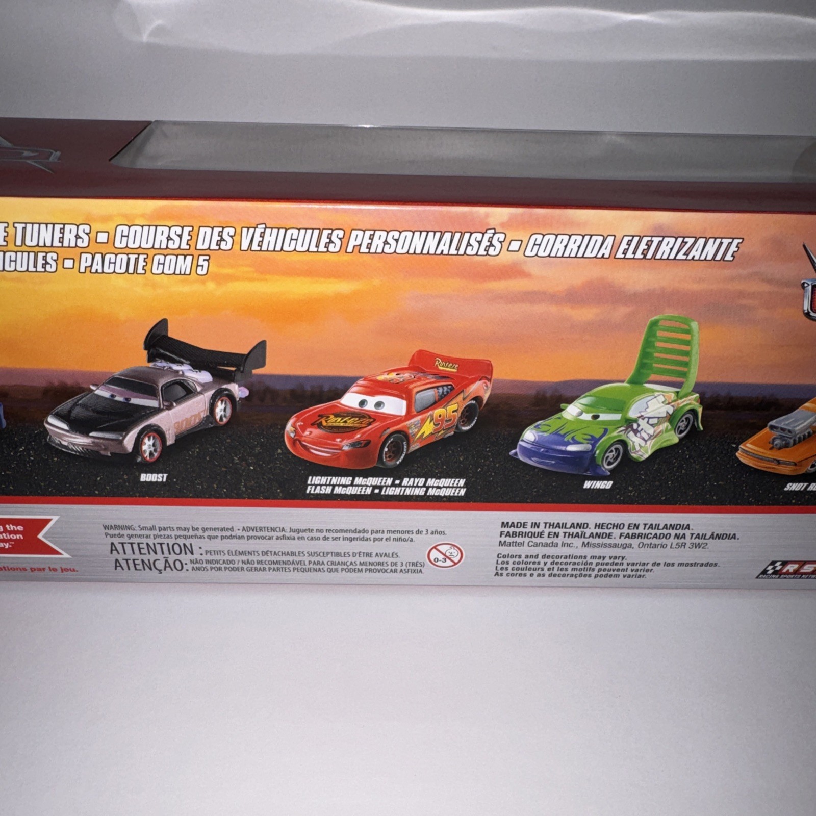 Disney Pixar Cars Tuners Race 5 Pack W/ DJ, Boost, Lt McQueen, Wingo & Snotrod
