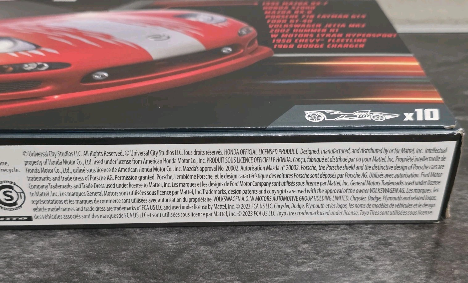 Hot Wheels Fast & Furious 10 Car Box Set Mazda Honda Ford Porsche Chevy Dodge