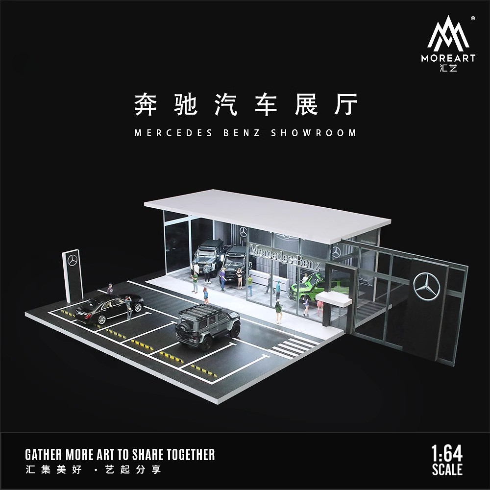 1/64 Diorama Car Garage Model LED Lighting Parking Lot Model Display Case US