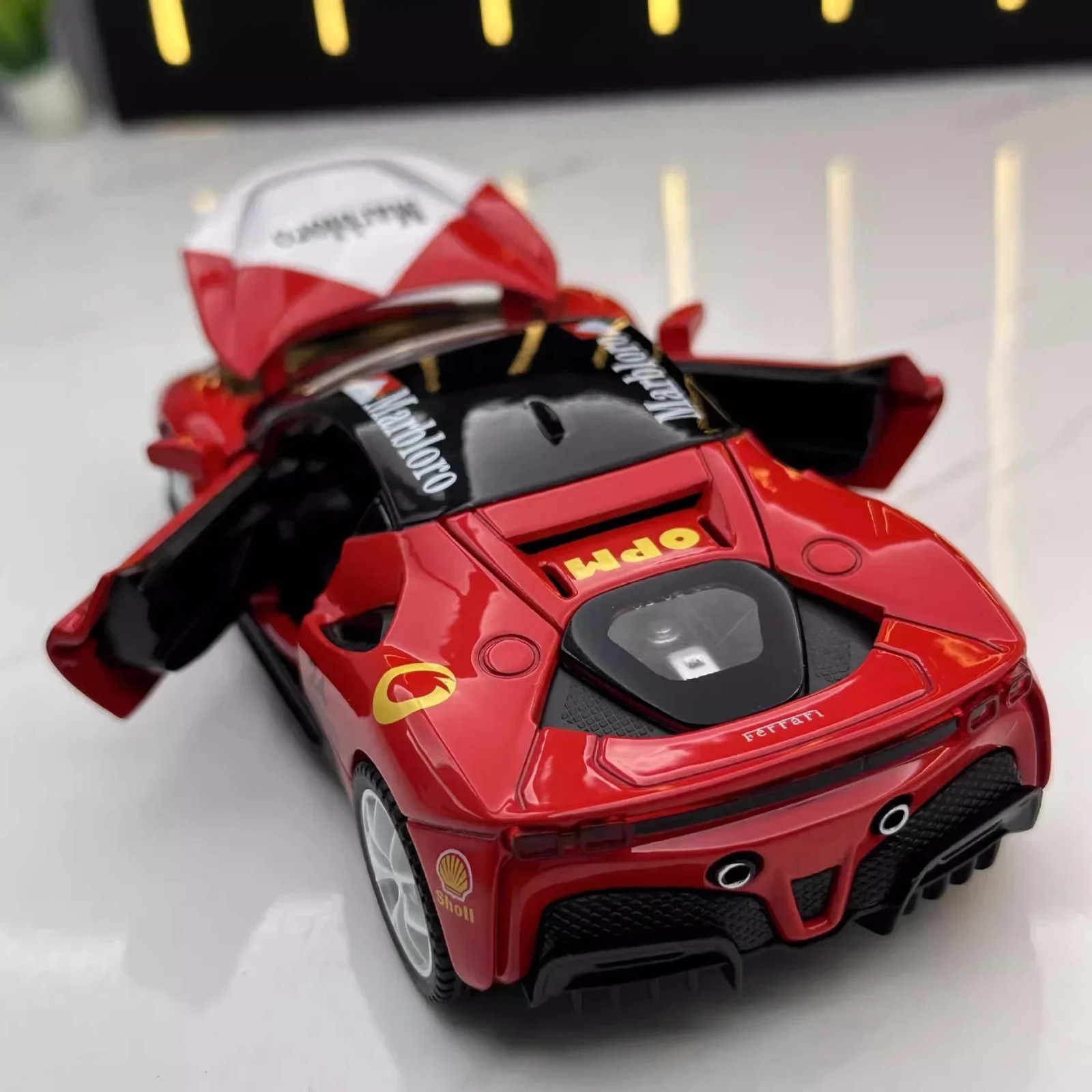 Ferrari SF90 Diecast Metal Alloy Model Car with Sound, Light & Pull Back Feature