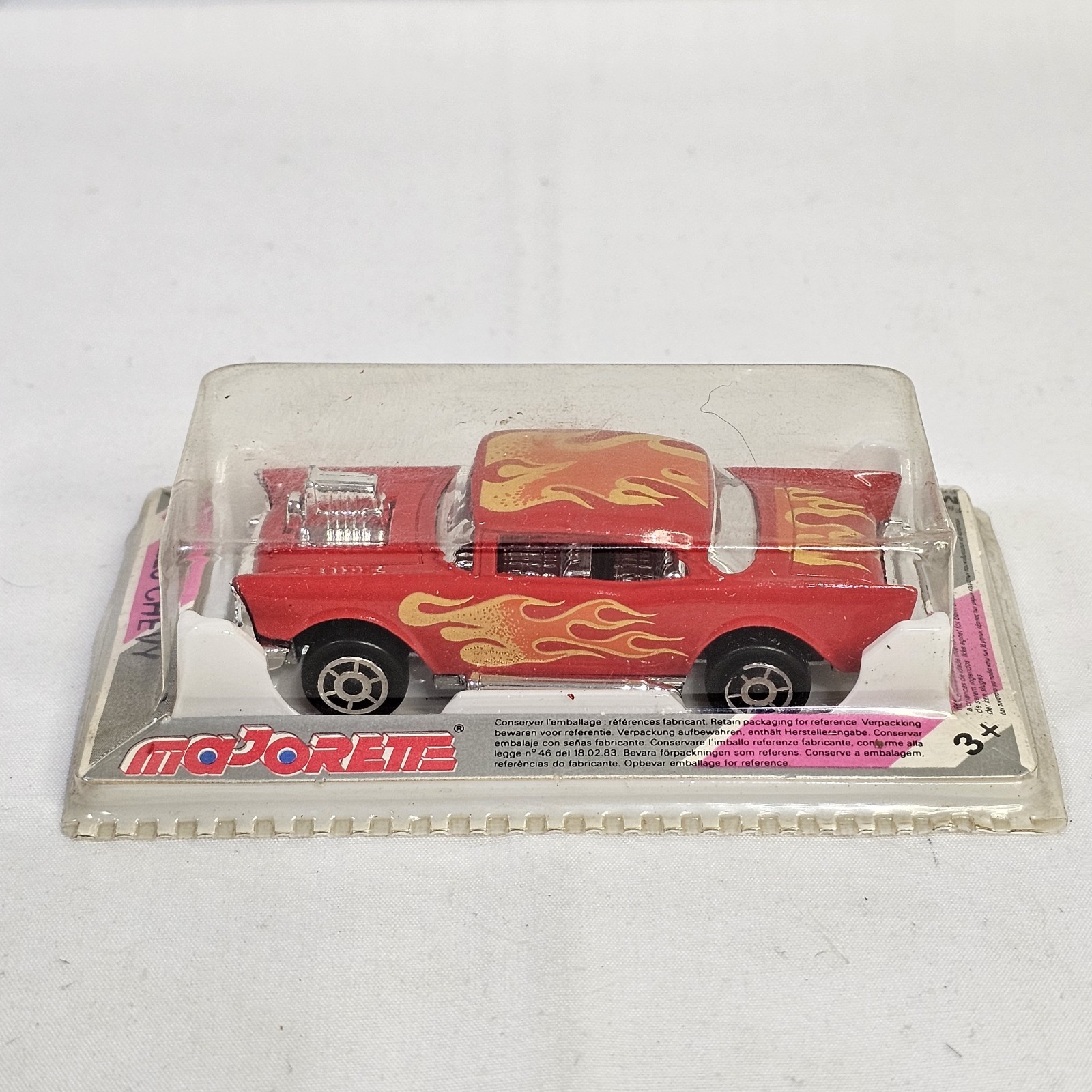 Majorette 223 1957 Chevy Bel Air Hot Rod Red Flames 1/64 Vintage Sealed New