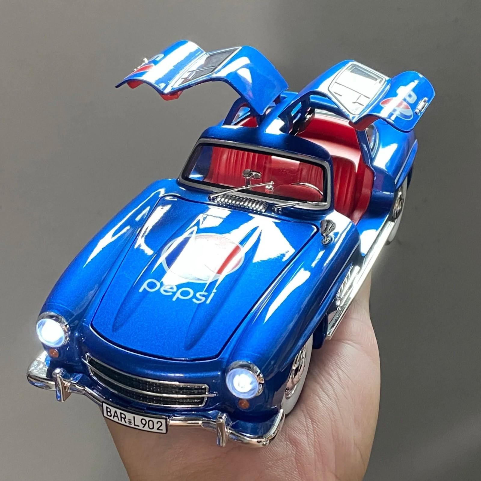 1:24 Mercedes Benz 300SL Pepsi Alloy Diecast Car Model Sound/Light Gift NEW
