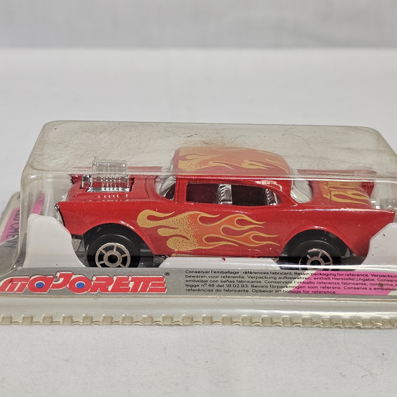 Majorette 223 1957 Chevy Bel Air Hot Rod Red Flames 1/64 Vintage Sealed New