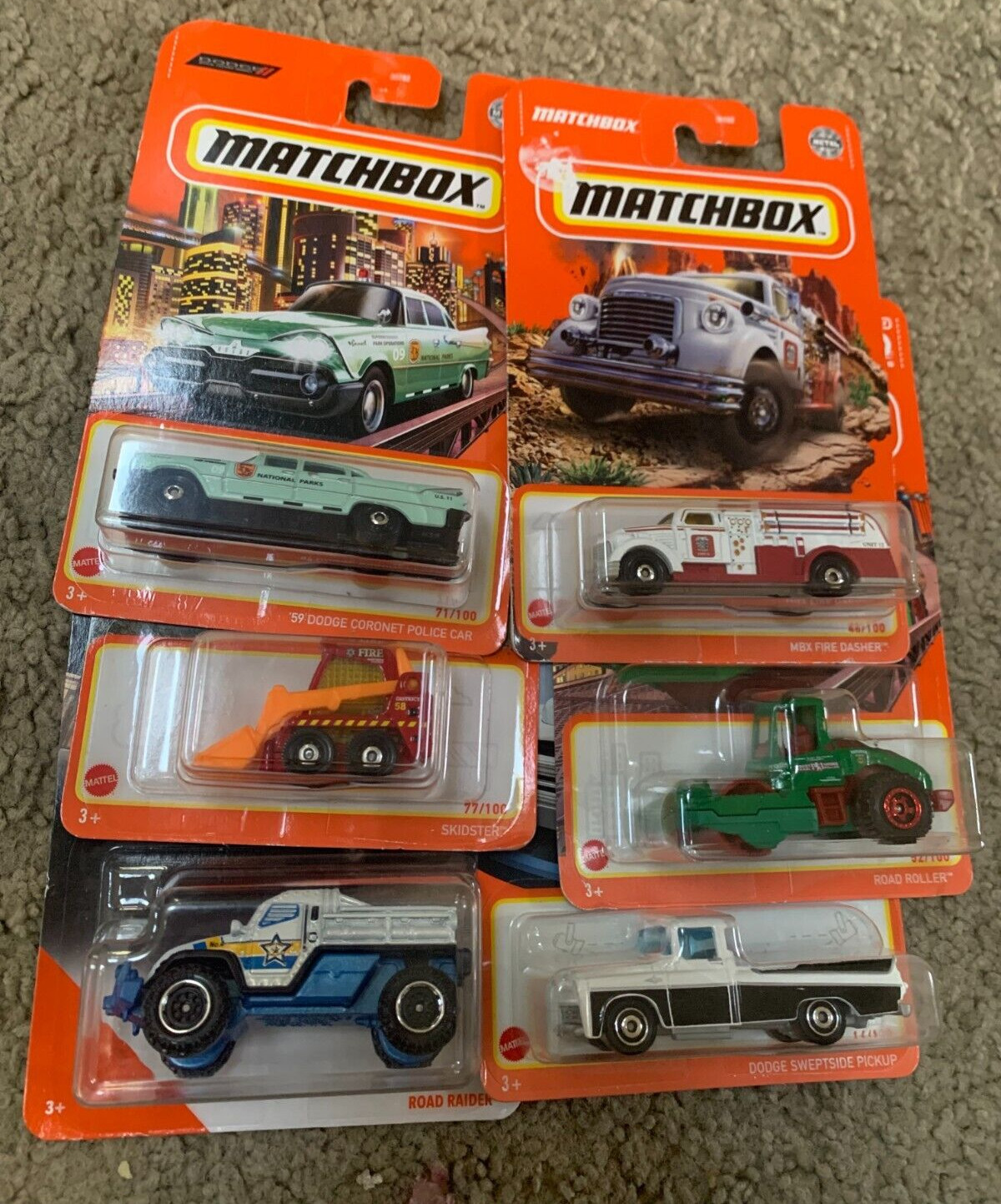 6ct 1/64th Matchbox Assorted Diecast Vehicles w/SKIDSTER NEW IN PACKAGE LOOK