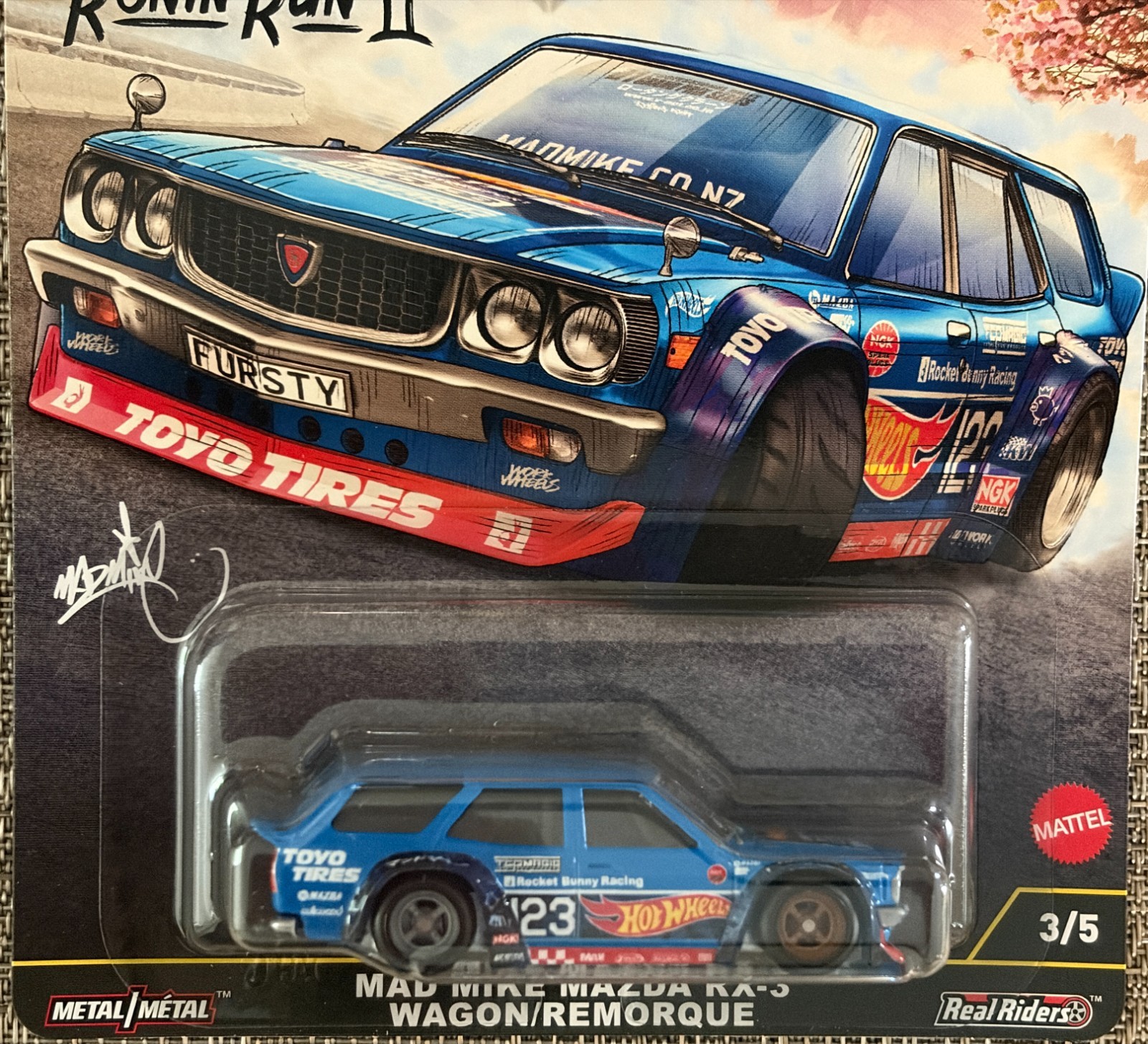 Hot Wheels Premium Ronin Run 2 , Mad Mike Mazda RX-3 Wagon , Free Shipping !