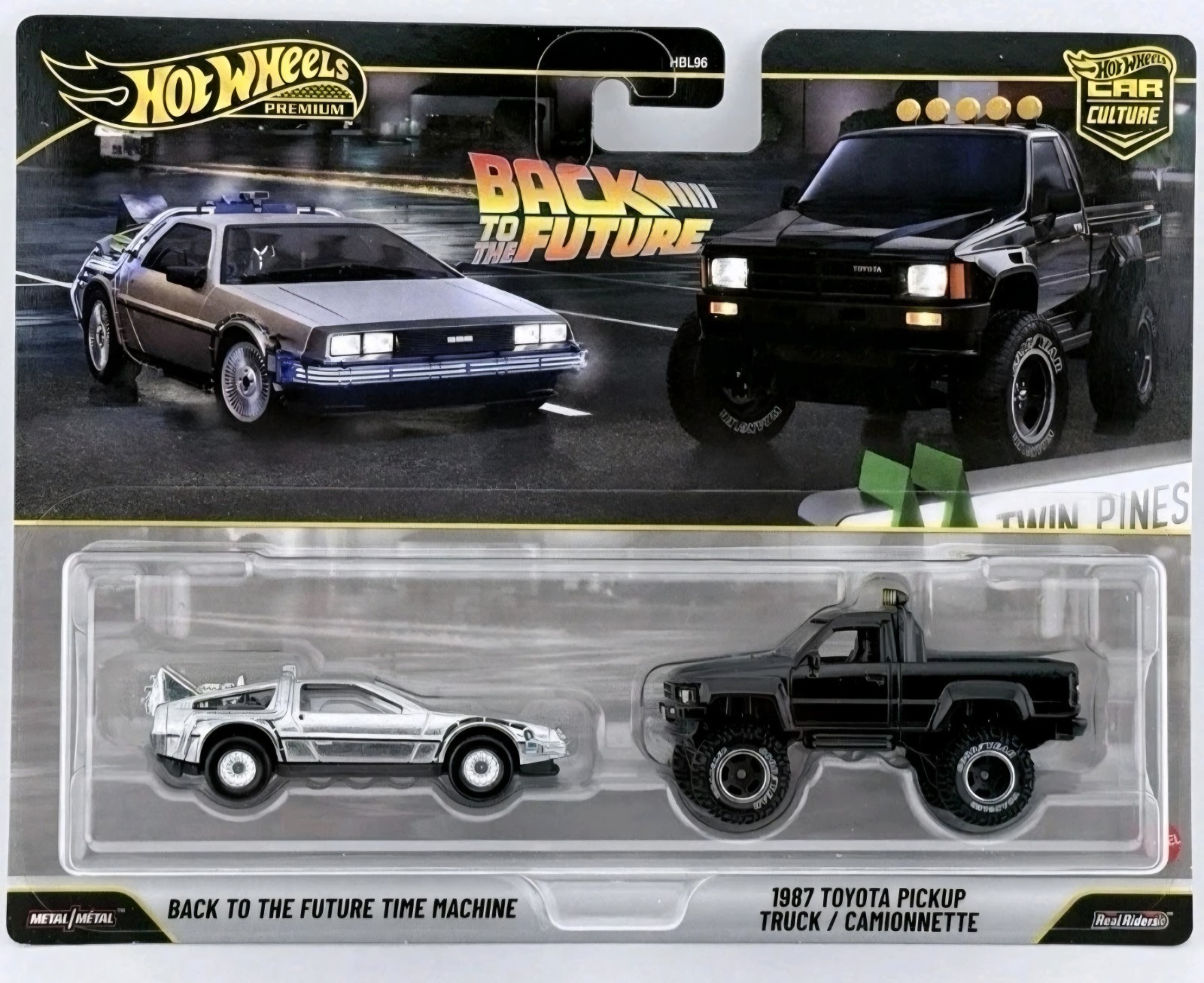 🔥Hot Wheels Premium 2 Pack Back To The Future Time Machine & 1987 Toyota Pickup