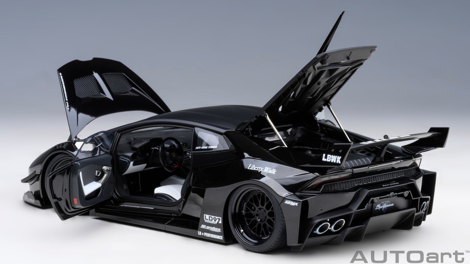 Lamborghini Liberty Walk LB Silhouette Works Huracan GT Black in 1:18 scale