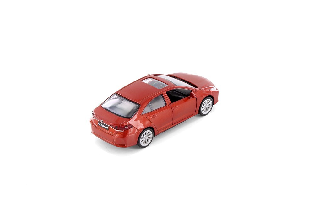 Red Toyota Corolla Diecast Toy with Pullback Action 1/43 Scale 4.25 Inches Long