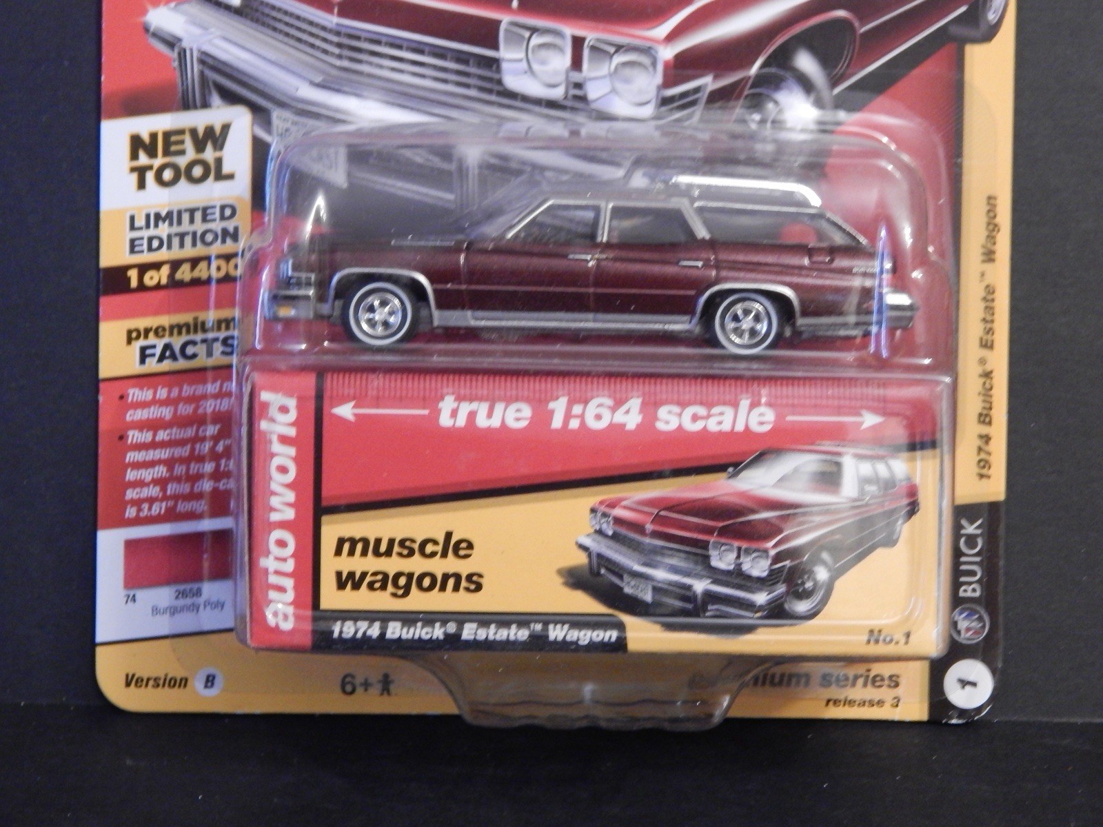 1974 Buick Estate Wagon Burgundy Auto World 1/64 MIP 1/4400 VHTF N O S