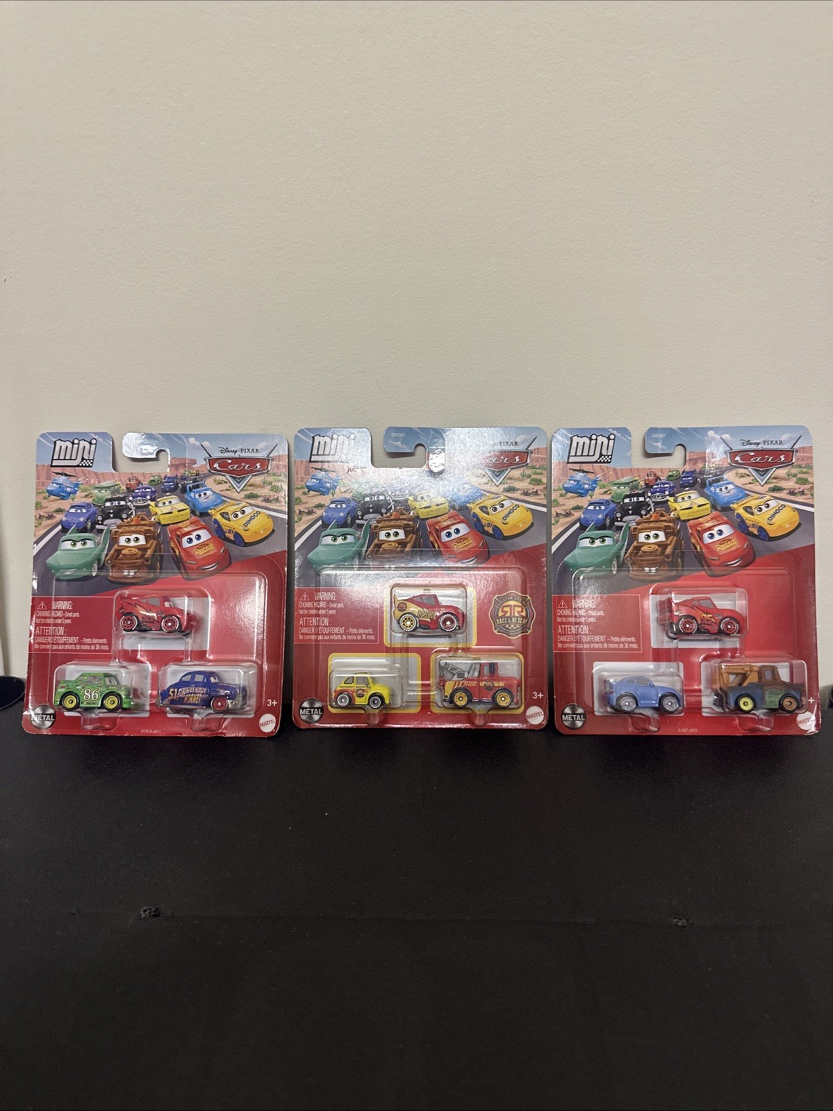 *NEW* DISNEY PIXAR CARS 3 Sets/MINI RACERS 3 PACK MCQUEEN CHICK HUDSON HORNET