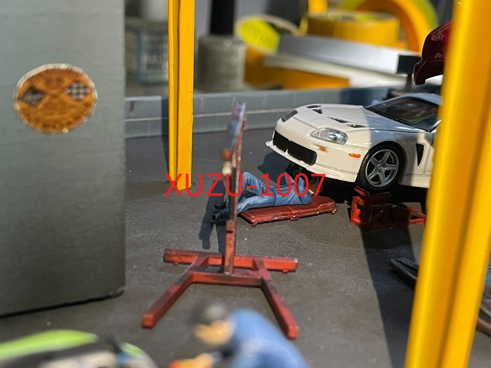 Diorama 1/64 Car Mechani Model Garage Maintenance Tools Set Scene Props Display