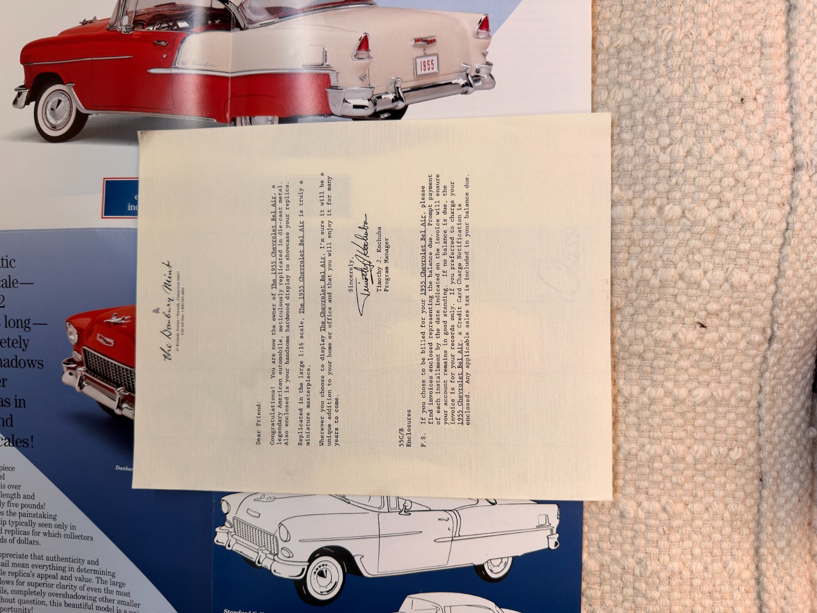 Danbury Mint 1955 Chevrolet Bel Air 1:16 Diecast Model – Original Box & Papers