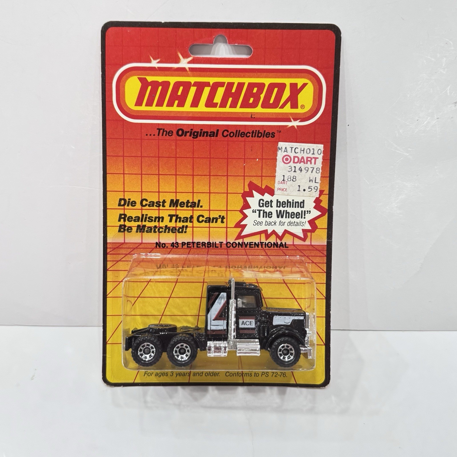 1983 Matchbox Lesney Peterbilt Conventional Semi Truck No 43 Superfast black