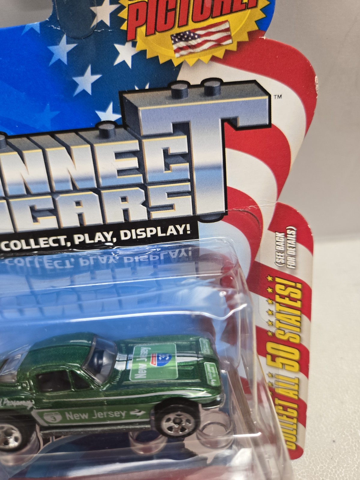 DAMAGED-2008 HOT WHEELS CONNECT CARS NEW JERSEY ’64 CORVETTE Green #3 OF 50