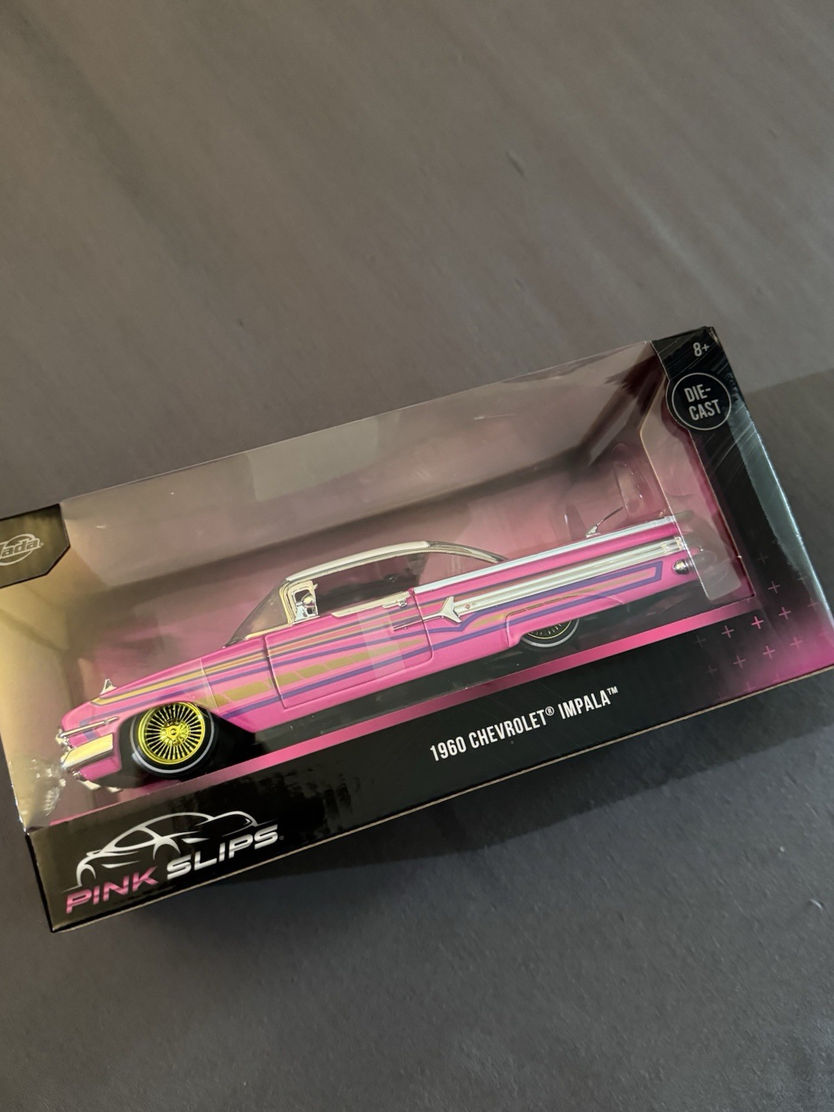 Jada Toys Pink Slips 1960 Chevrolet Impala 1:24 Diecast Car Pink Unopened Box