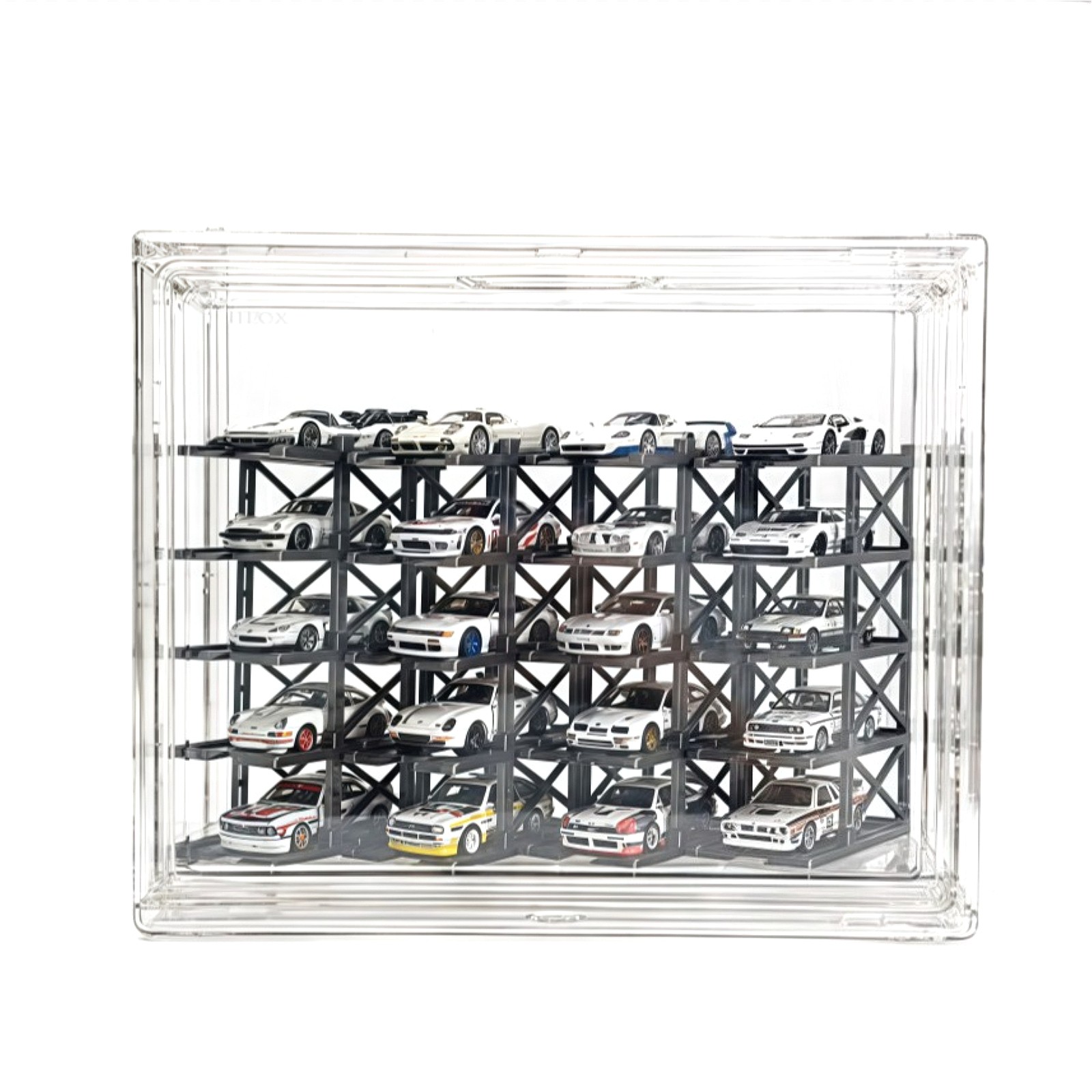 US Diorama 1/64 Parking Rack Model Set Garage Magnetic Acrylic Display Case Gift