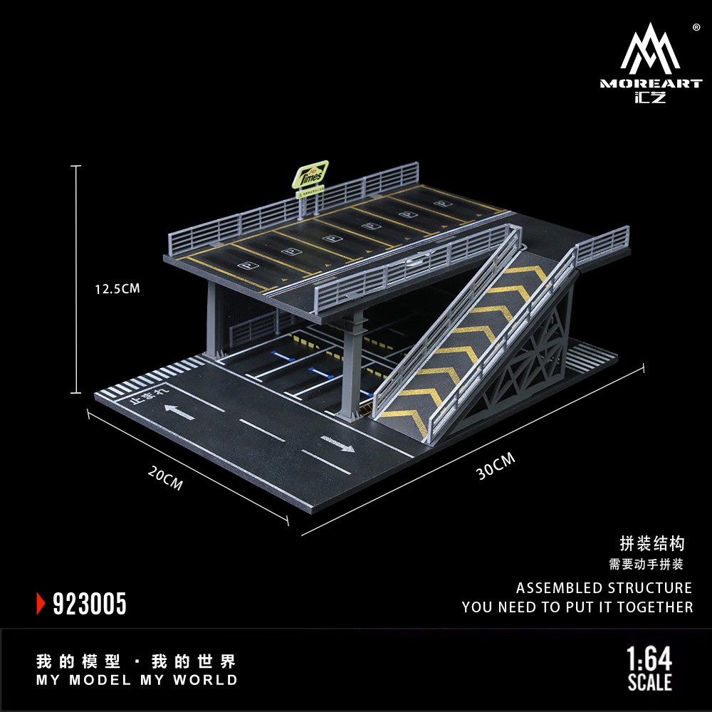 1/64 Diorama Diecast Garage Model Parking Lot Scene LED Lighting Display Case US