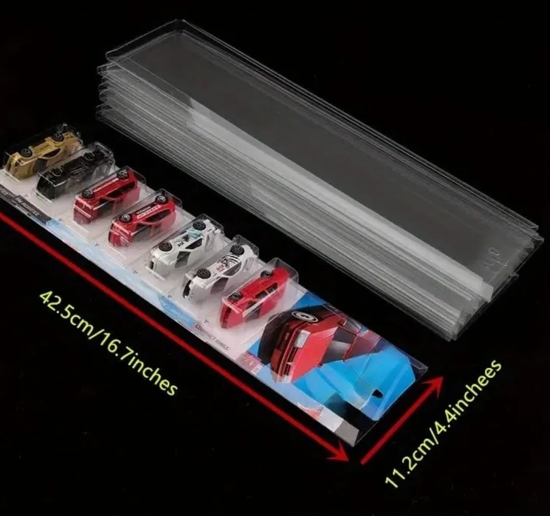 2pcs Car Display Case with Sliding Lid & Folded Edges – Transparent For Wall