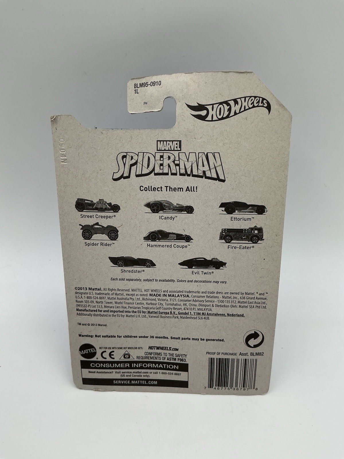 Hot Wheels Marvel Spider-Man Complete Set 2013 7 Of 8- Z 59