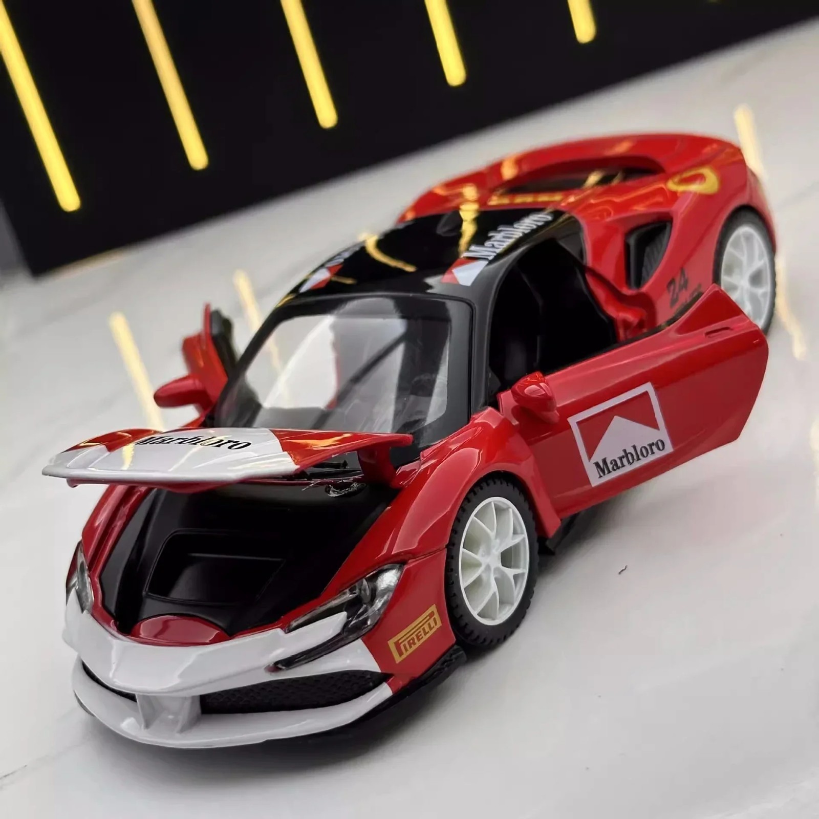 Ferrari SF90 Diecast Metal Alloy Model Car with Sound, Light & Pull Back Feature