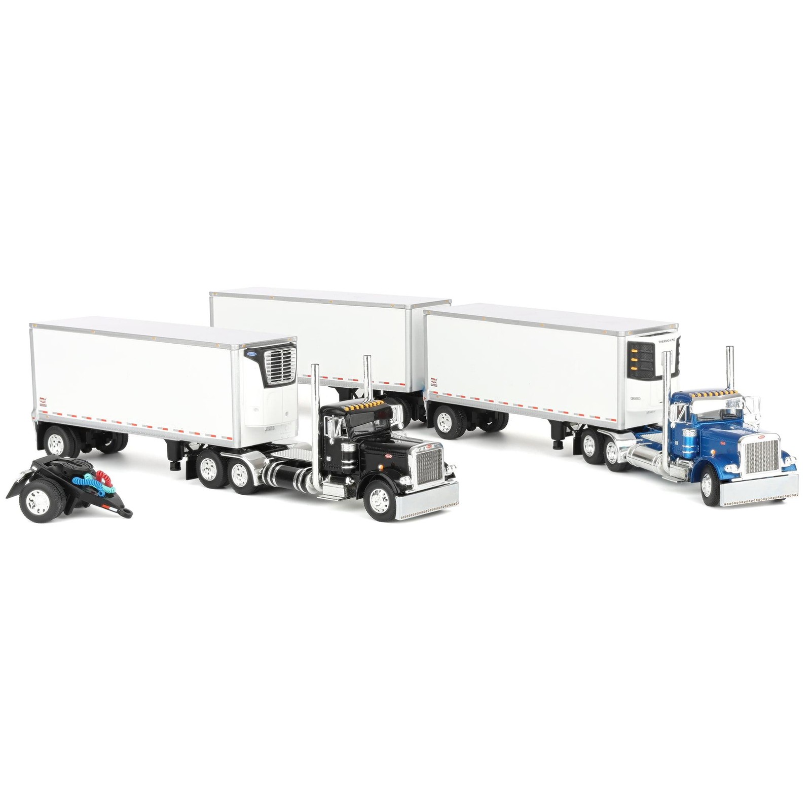 DCP 1/64 Peterbilt 379 Day Cab Wabash DuraPlate Triple Pup Trailers Set 60-2209