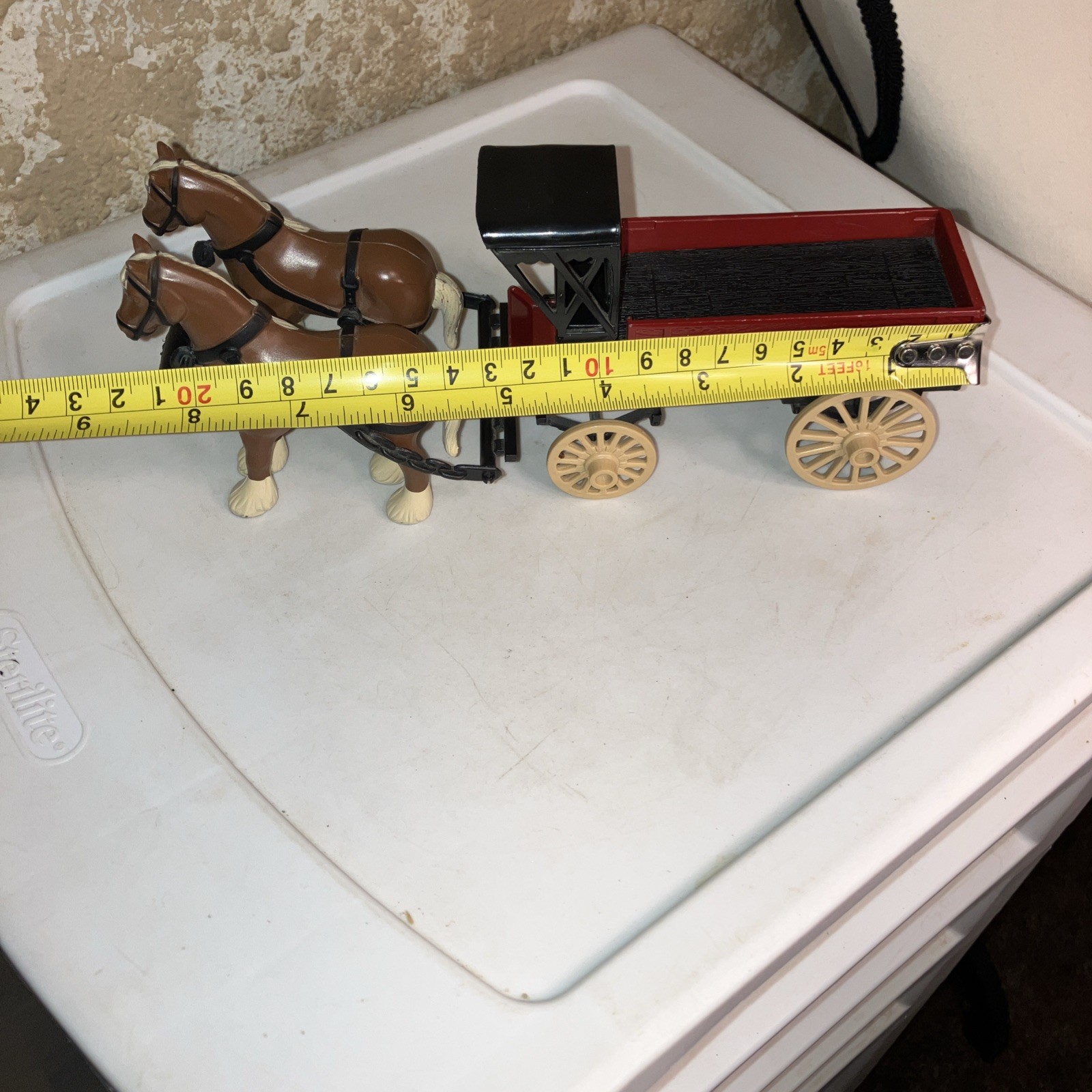 Ertl Die Cast Metal Gray and Barton Horse and Plastic Wagon Toy Delivery Vintage