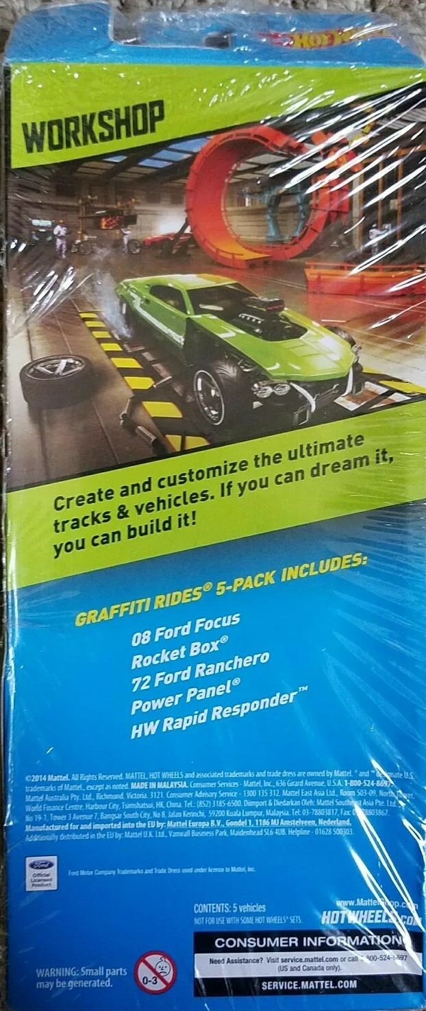 New Sealed Hot Wheels HW Workshop Graffiti Rides 5-Pack 2014 (USA SHIPS FREE)