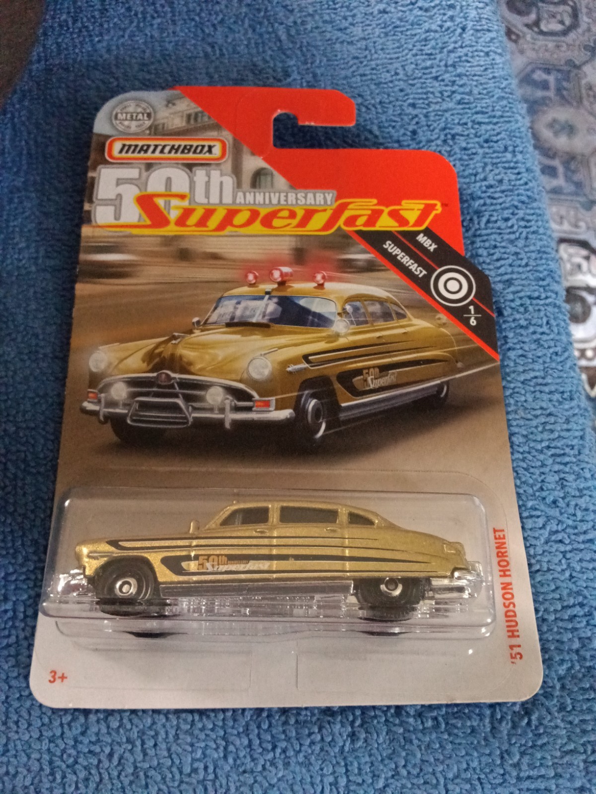 Matchbox Superfast 50th 1951 Hudson Hornet Police Car in Gold 1/64 diecast