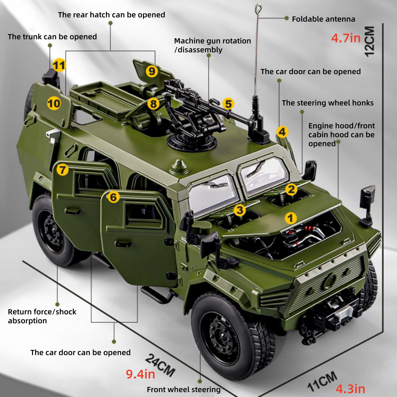 1/18 Scale 24cm For DongFeng Mengshi 3th Generation Off Road Vehicle Model WW