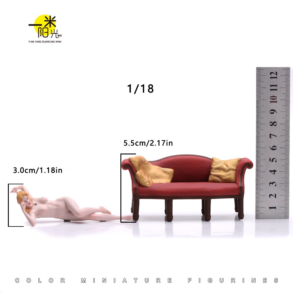 1/18 Miniatures Sexy Sofa Lying Beauty Girl Scene Props Model Figures For Cars