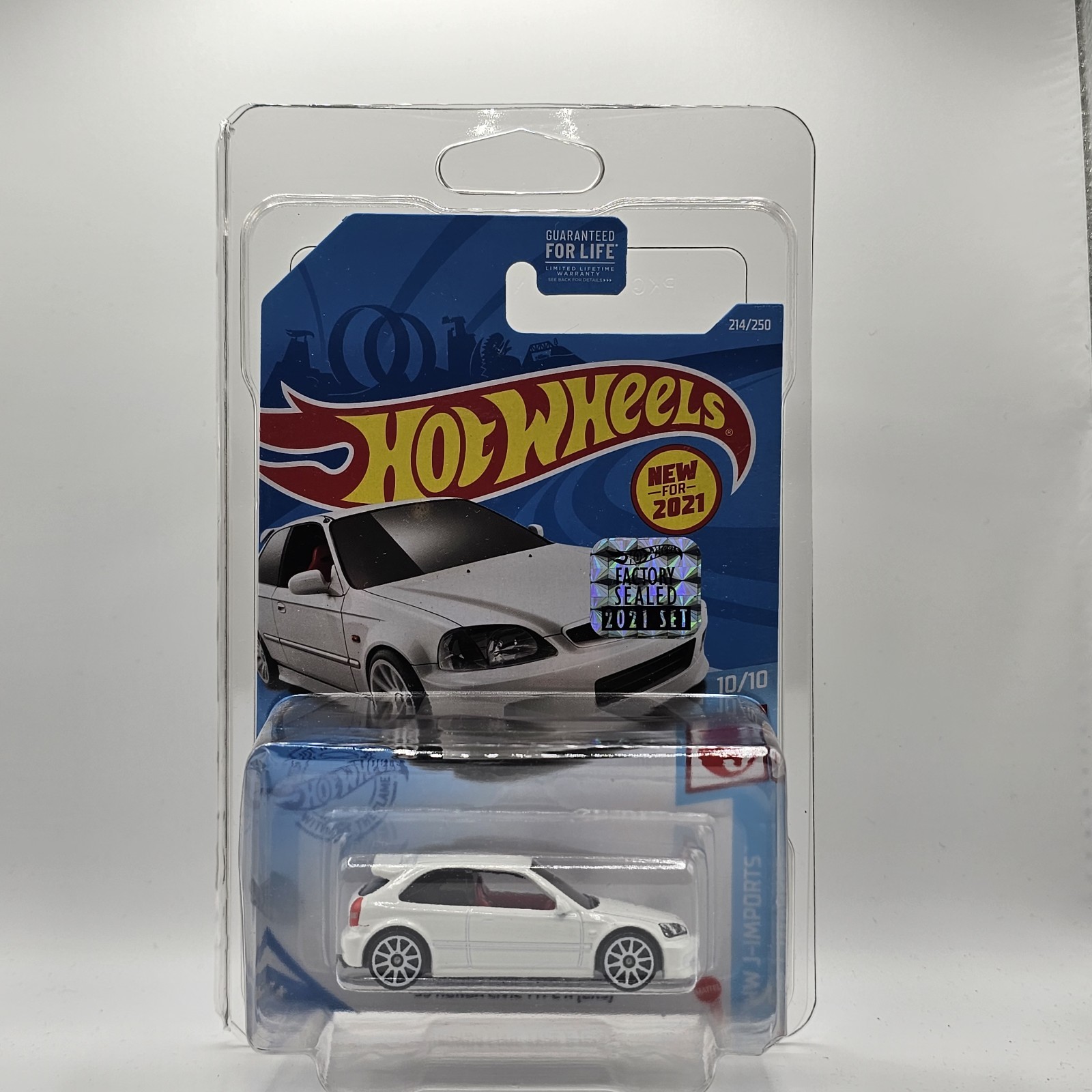Hot Wheels 2021 J Imports ’99 Honda Civic Type R EK9 White – Factory Sealed Holo