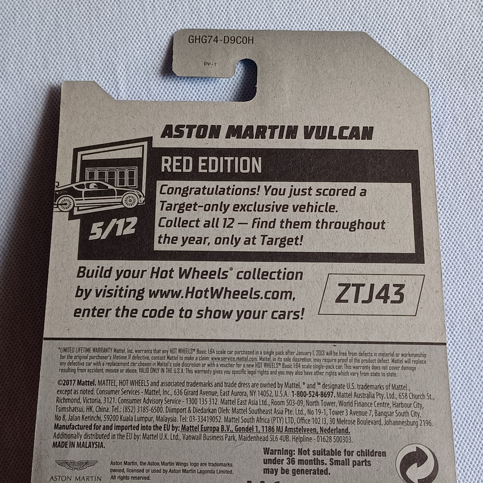 2020 HOT WHEELS *ASTON MARTIN VULCAN* *TARGET EXCLUSIVE* *RED EDITION* VERY RARE