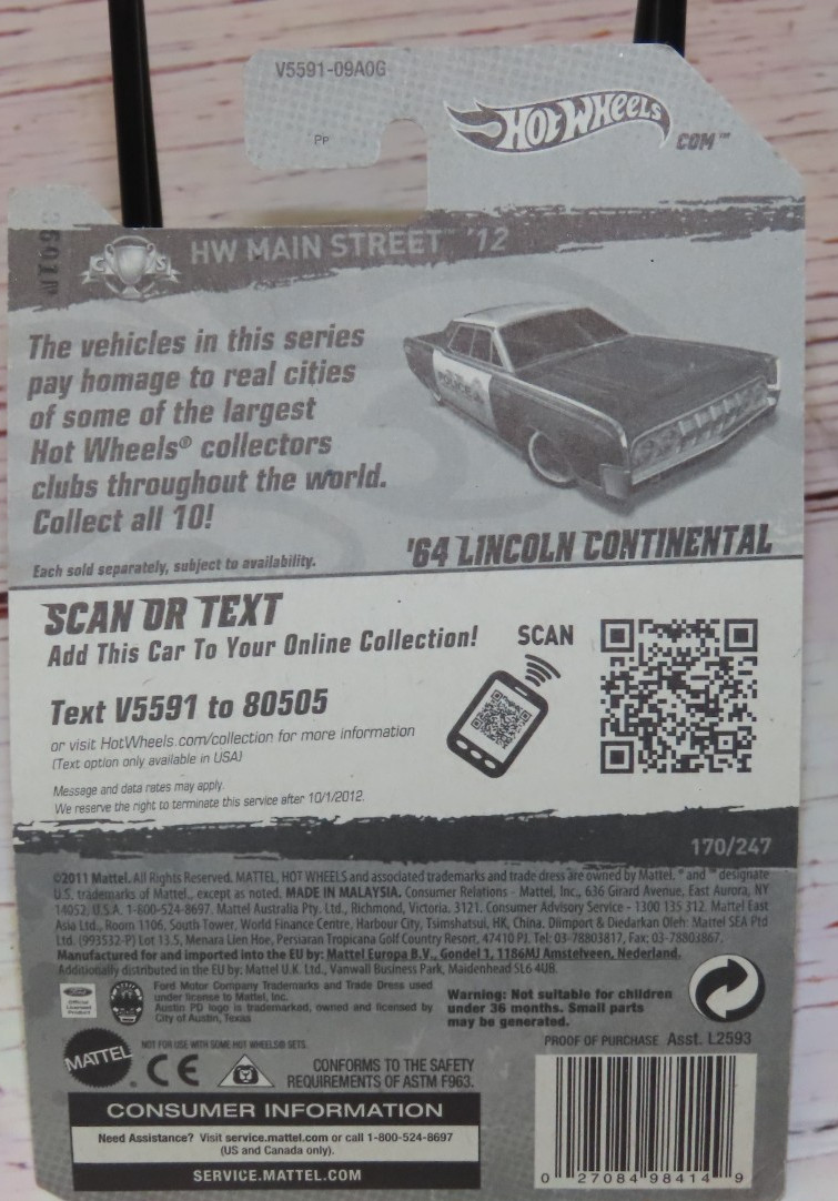 Hot Wheels HW Main Street ’64 Lincoln Continental Police