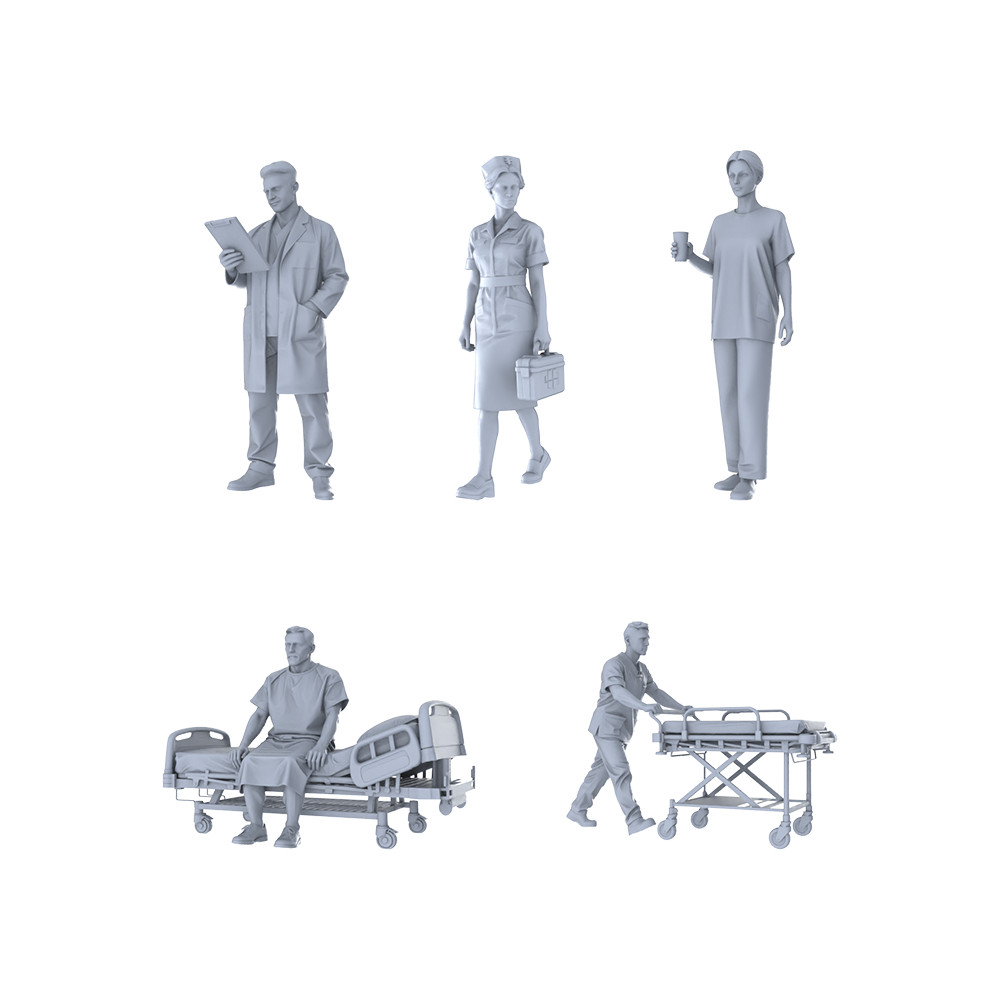 MRY-SFW LYTR300 1/64/87/160 Medical Scene Quintet Medical Staff Figures Scene