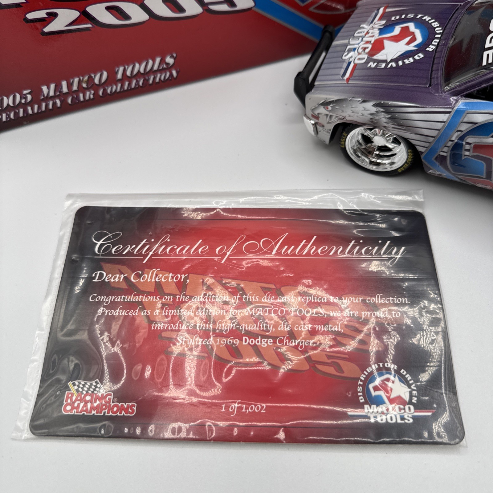 2005 Matco Tools Whit Bazemore 1969 Die Cast Styalized Dodge Charger w / COA