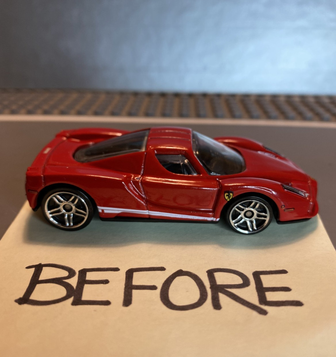 Hot Wheels Enzo Ferrari Red CUSTOM Super Real Riders Wheel Swap 2011