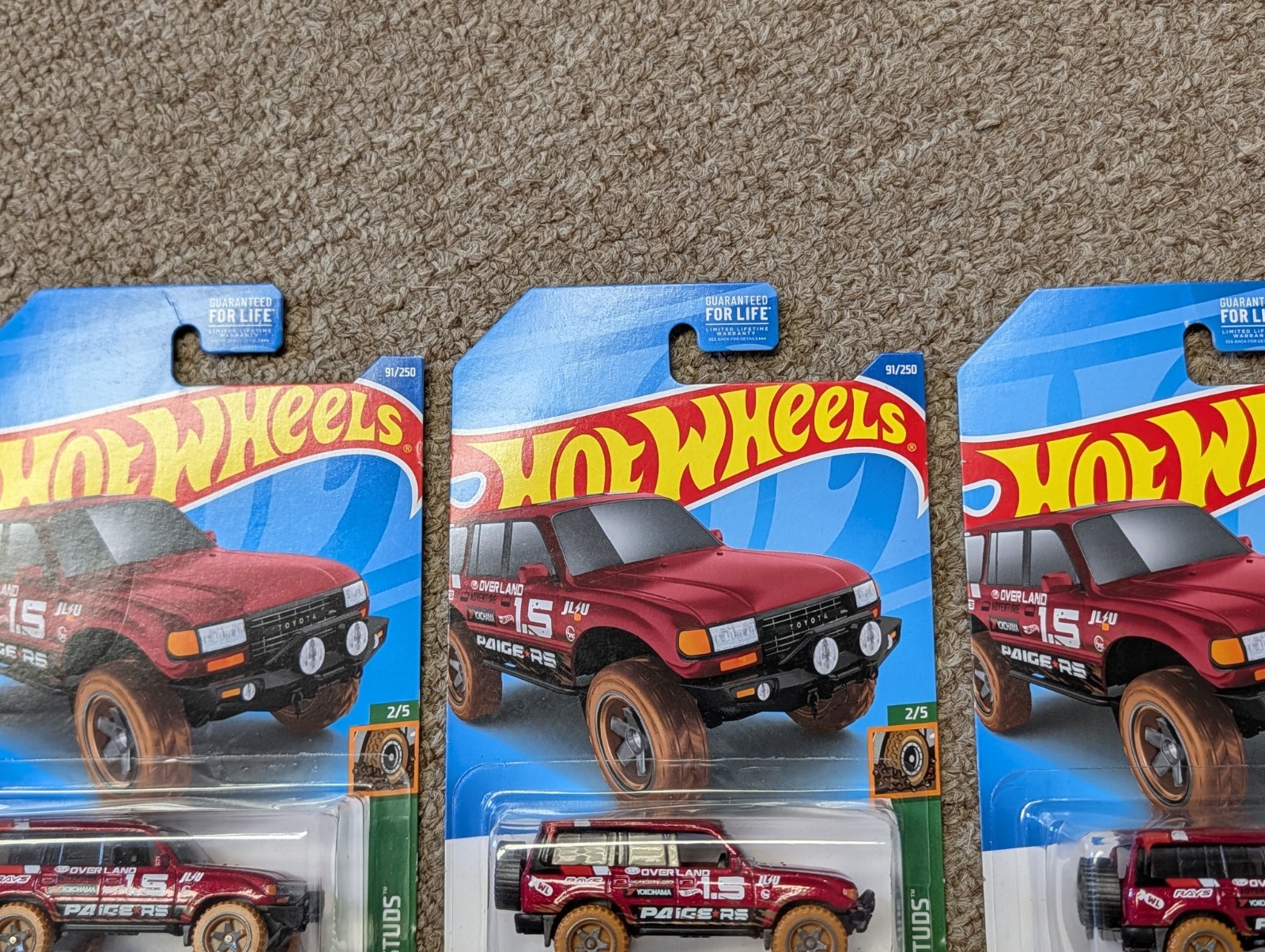 Hot Wheels Toyota Land Cruiser J80 Kroger Exclusive Mud Studs Red Set Lot of 3