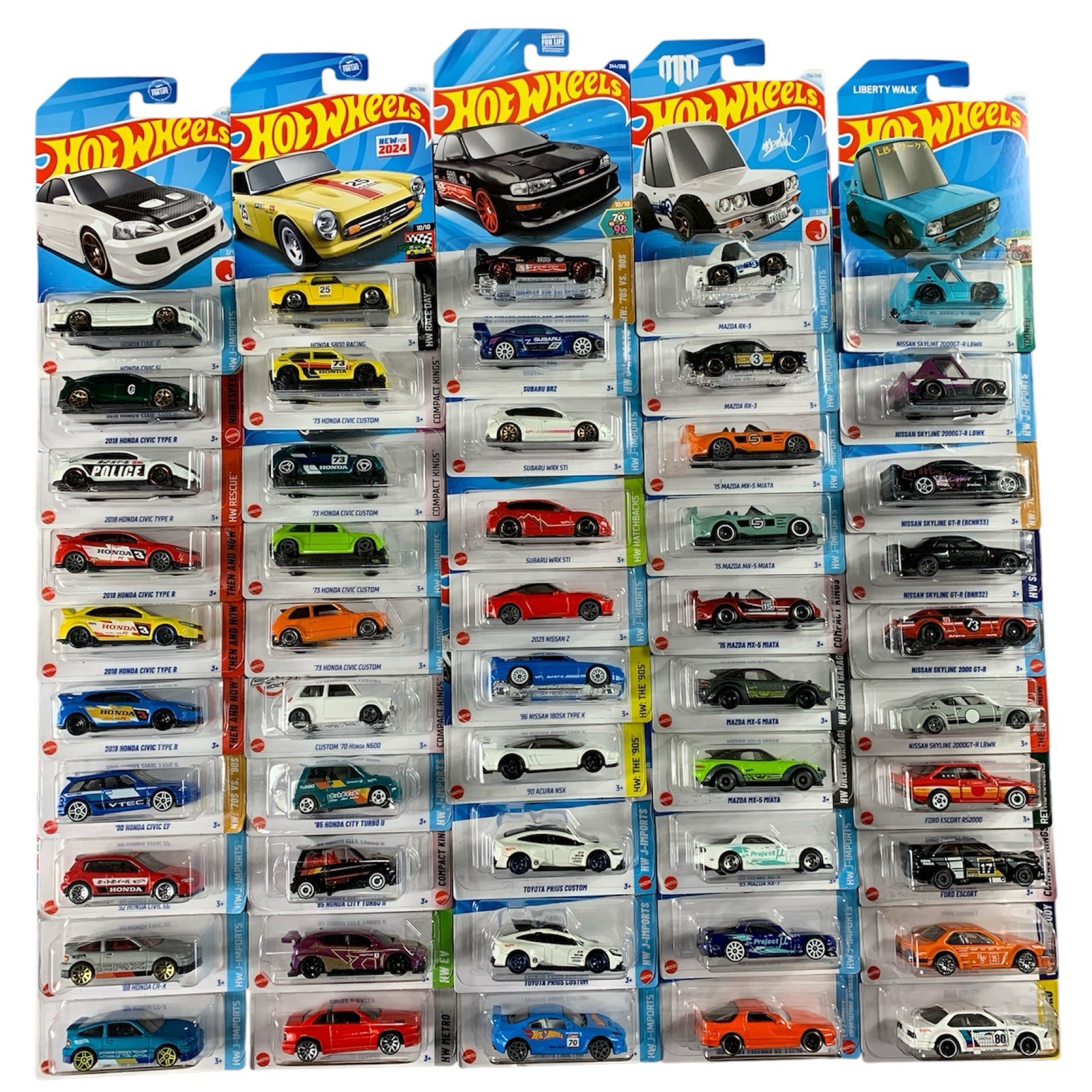 Hot Wheels BIG LOT of 50 Import Tuners Compacts Nissan Honda Acura Subaru Toyota
