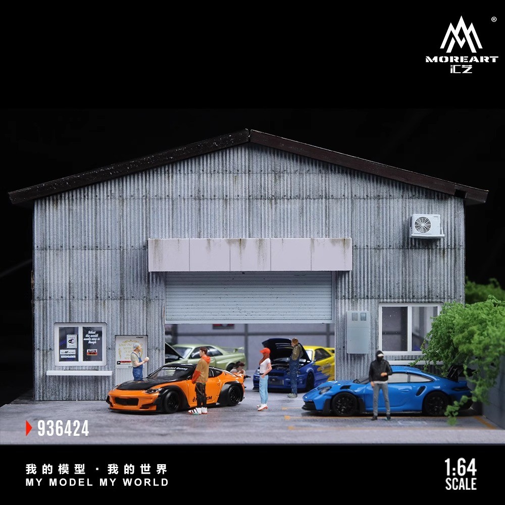 1/64 Diorama Garage Scene Display Case LED Lighting Factory Parking Lot Model US